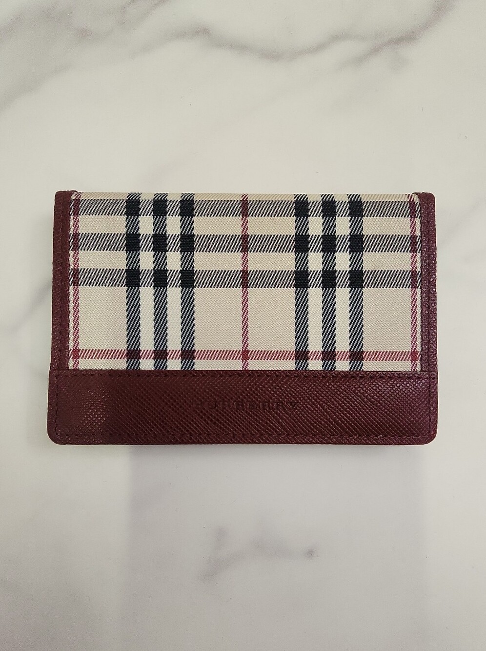 Authentic Nova Check Canvas Burberry Bifold Card Case Holder